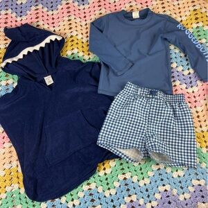 Bundle Lot 2T Toddler Pool Okie Dokie Shark Hoodie Ruggedbutts Swim Shorts Shirt